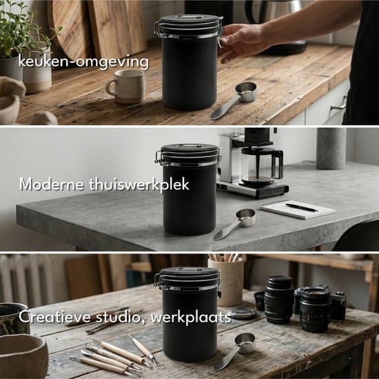 Sort kaffeopbevaringsbeholder, 1,8L, med låg