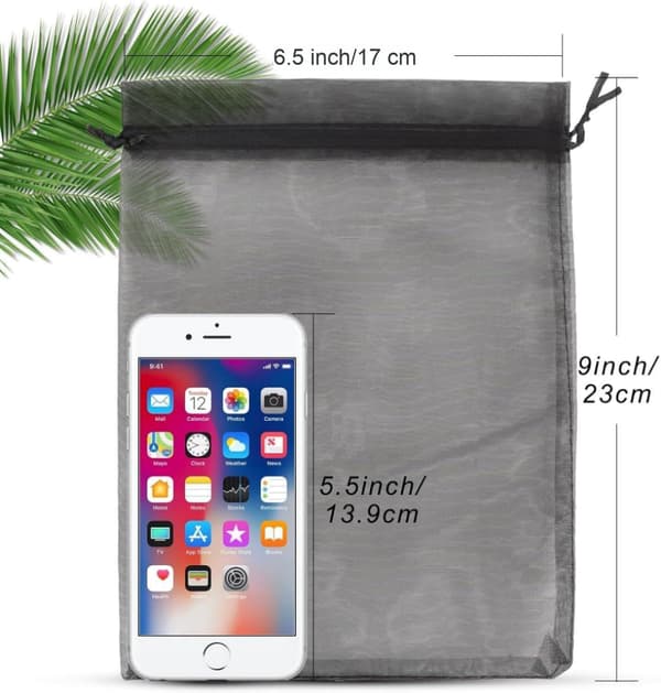 Organza gaveposer 6x9 tommer 50 stk. sorte mesh-poser med snoretræk 50 pcs