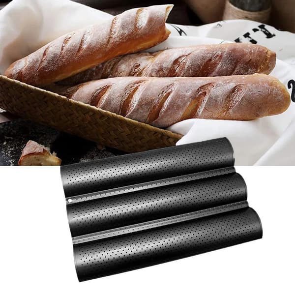 Perforeret Non-Stick Baguette Bageform til Bagning af Baguette, Sprødt Brød, Toast