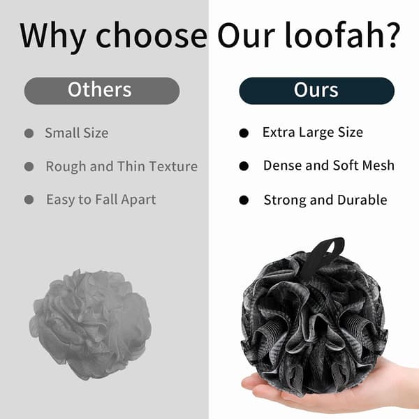 Bade Loofah Brusepuffer 4-pak, 60 g hver, Sort & Kulsort, Bløde Net Kropsskrubbere BCKENEY Bath Loofah