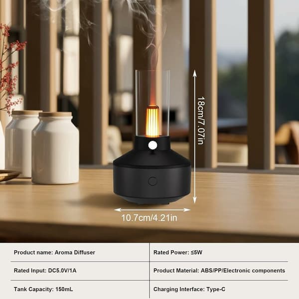 150 ml Vintage Lampe Stil Eterisk Olje Diffuser Luftfukter Automatisk Avstenging USB Svart 1 stk
