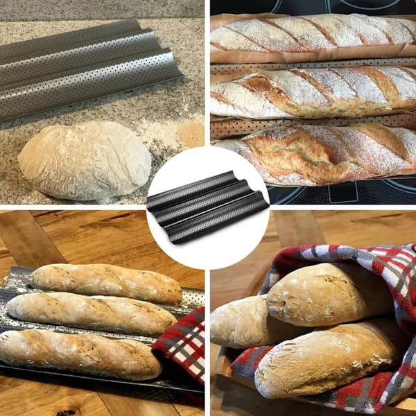 Perforeret Non-Stick Baguette Bageform til Bagning af Baguette, Sprødt Brød, Toast