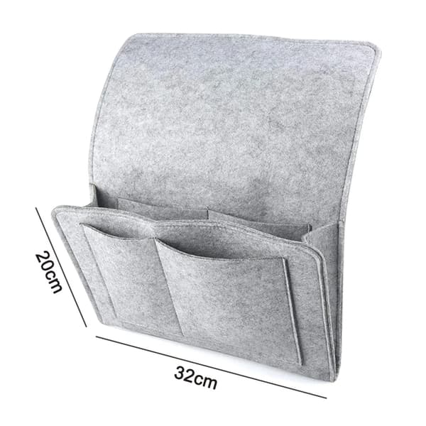 Sengekant Caddy Lysegrå Filt Sofa Side Organizer Magasinholder Soveværelse