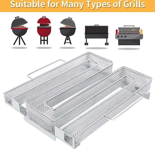 Koldrøgsgenerator Rustfrit Stål 15x15x4 cm Net til Kuglegrill Gasrygere