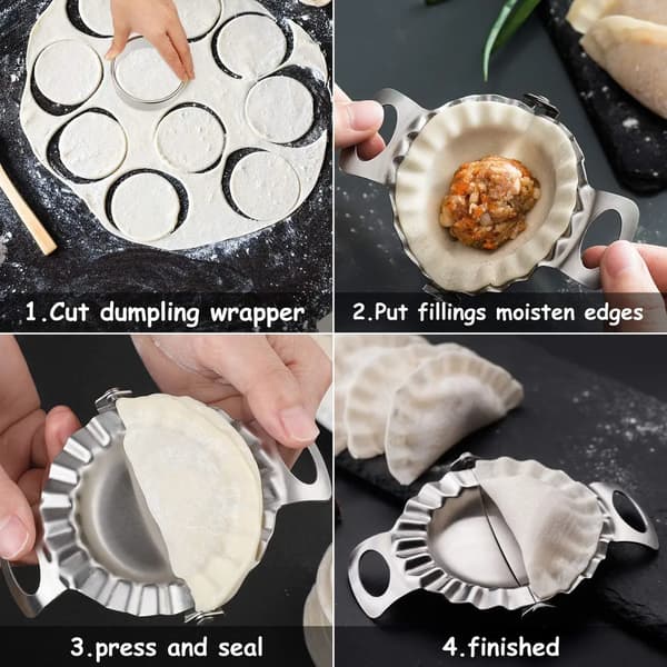 Dumplingformsett 6 deler 304 rustfritt stål Ravioli Cutter Bakverkspresse Verktøy