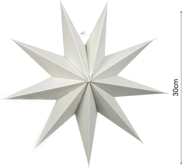 Papir Ni-takket Stjerne Dekoration 3-pak Sammenfoldelig Ca. 30cm Sort Hvid Grå Fest