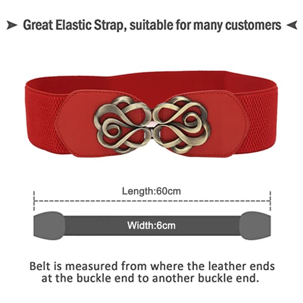 Bælte, elastisk, retrostil, strækbælte, rød
