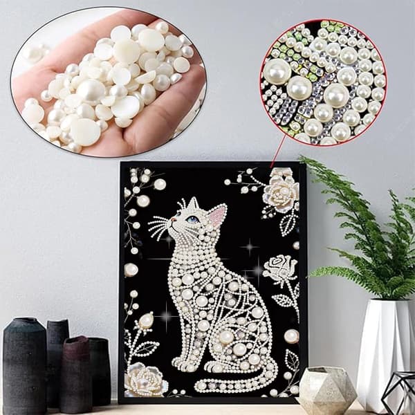 2-pak Kat Perle Diamond Art Sæt 12 x 16 tommer DIY-håndværk til voksne 2 件装猫钻石艺术珍珠绘画套装,适合成人(30.48 ×