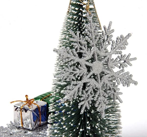 36 glitrende snøfnuggdekorasjoner i plast, 10 cm 36 Glitter Plastic