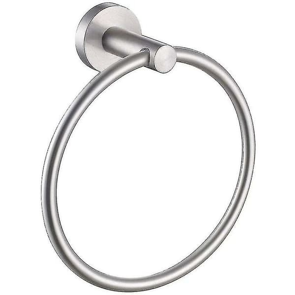 Borstad rund handduksring med skivbas, silver, väggmonterad handdukshängare, 1 st