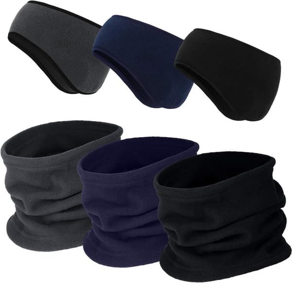 6 deler fleece ørevarmere pannebånd vinter halsvarmer sett 6 pcs