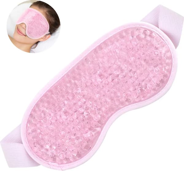 Kylande ögonmask för svullna ögon, allergier, bihålor, rosa
