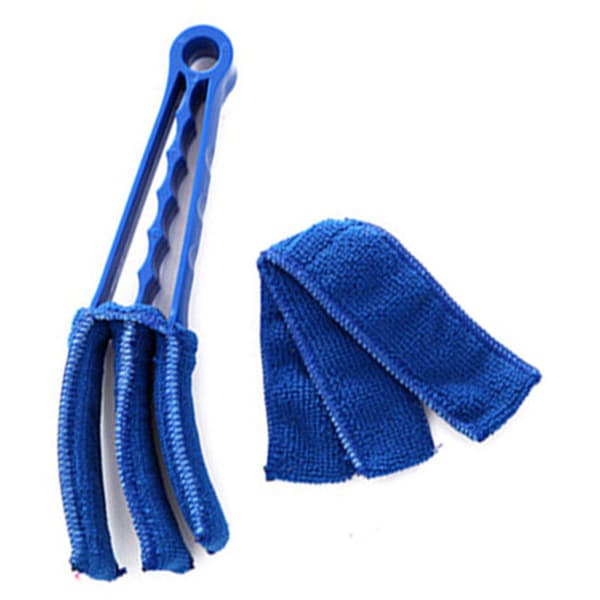 Blå persienne-rensebørste med ekstra klud, blå tredobbelt mikrofiber-ventilationsbørste 1 stk.