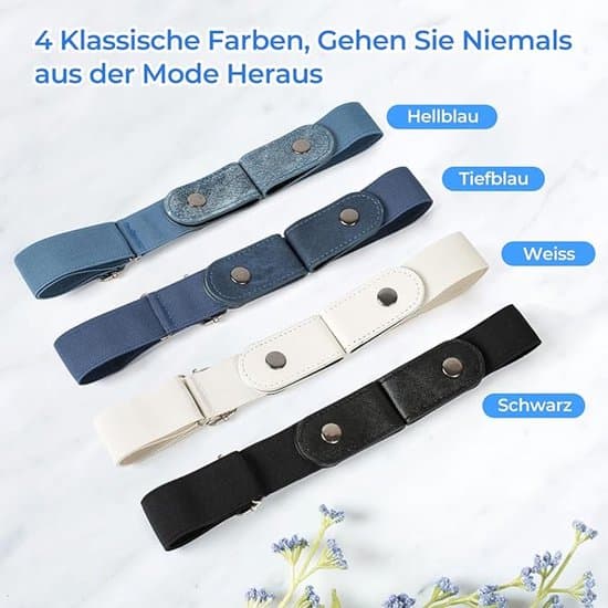 4-pakning elastisk belte uten spenne unisex 3 cm bredt