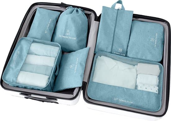 7-pack packpåsar blå bagage reseorganisatör