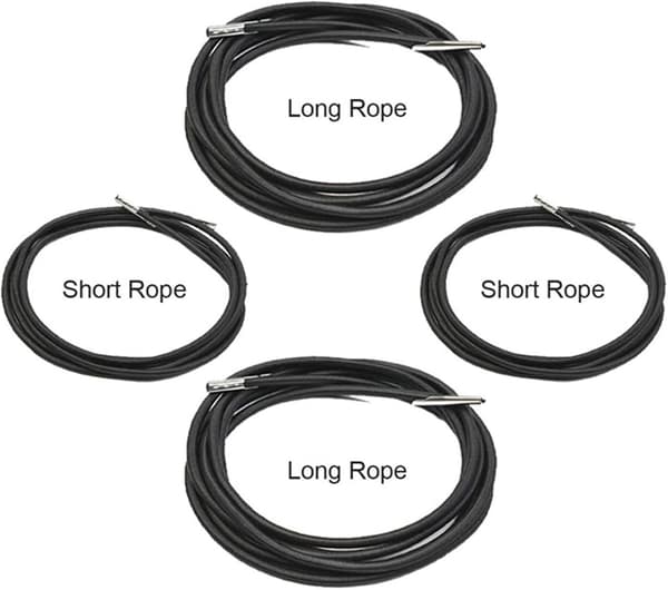 Pakke med 4 elastiske erstatningssnører til fluktstol, universell for Zero Gravity solsenger og klappstoler (2x2,2m + 2x1,4m) 4,5mm