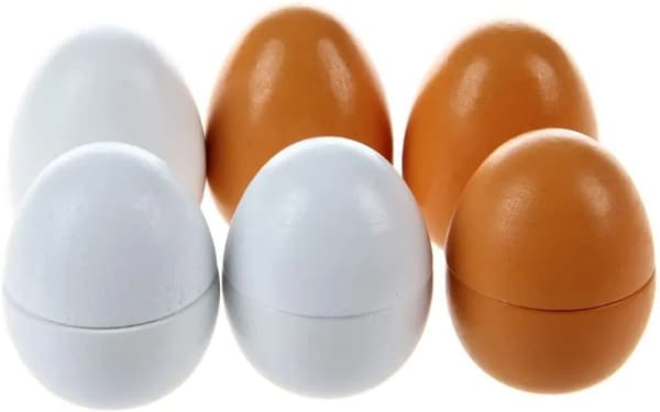 Trälekägg 6 st ca 5 cm Leksaksmat för låtsaskök Ålder 3+