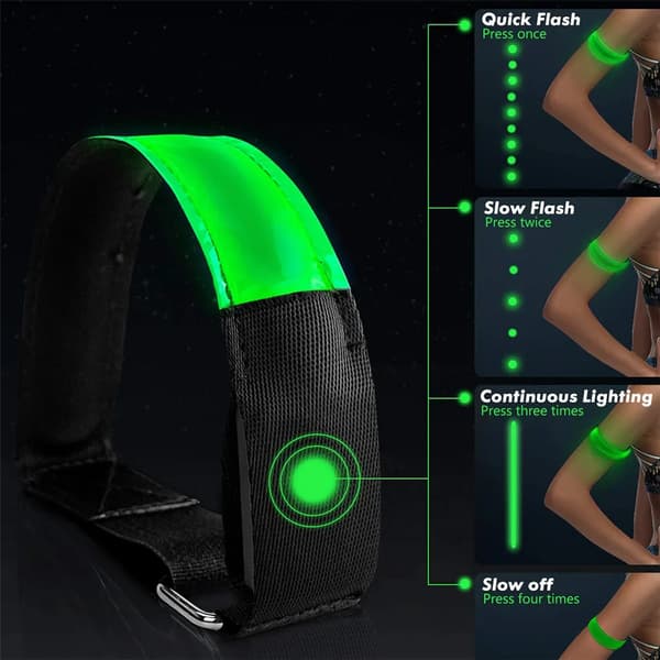 Genopladelige LED Løbearmbånd 2-pak Reflekterende Sikkerhedslys Blinkende Konstant USB