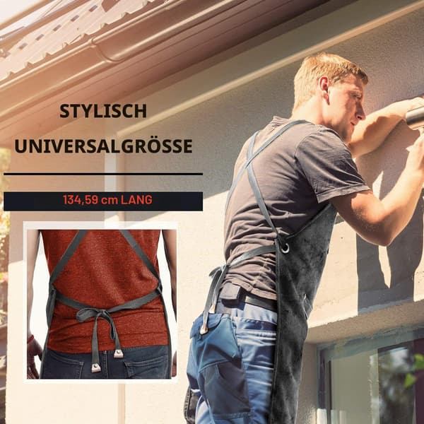 Brun denim lang madlavningsforklæde til mænd og kvinder, 3 lommer, krydsrygstropper Canvas Apron Men