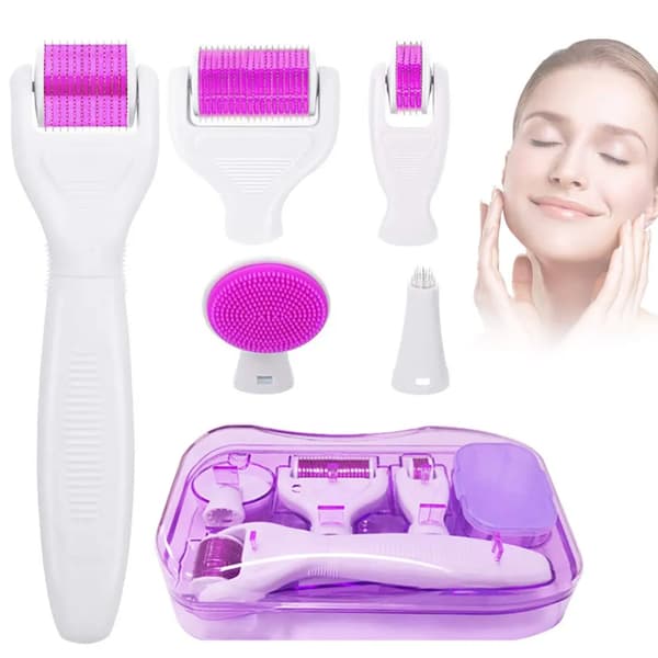6-i-1 Microneedle Derma Roller för ansiktsvård, anti-rynk, bristningar, håravfall