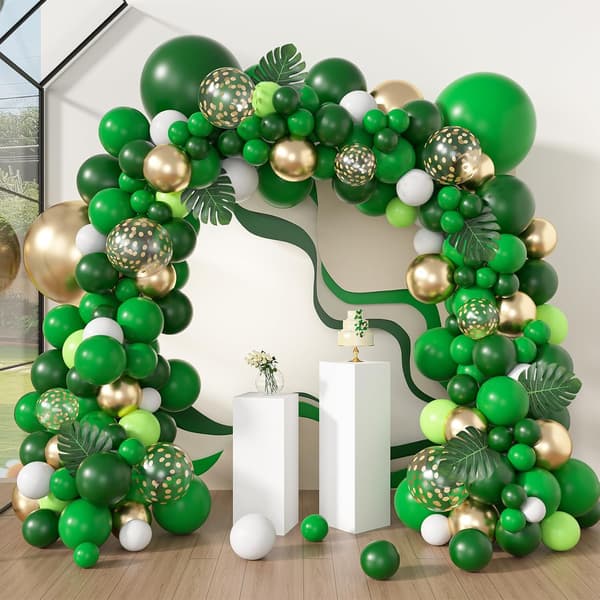 163 STK Jungle Party Ballonbue Sæt Grøn Dinosaur St Patrick's Pynt 163 pcs