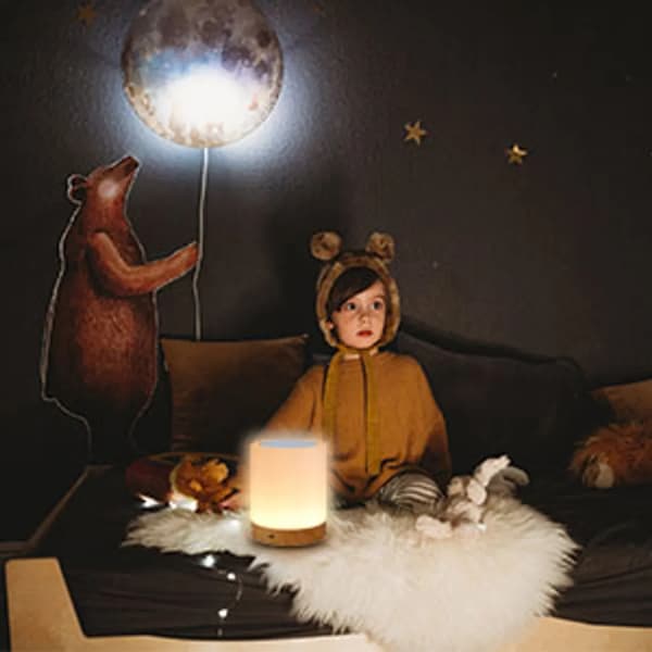 LED Touch Sänglampa Träkorn Varmvit Dimbar Kompatibel med Sovrum Vardagsrum
