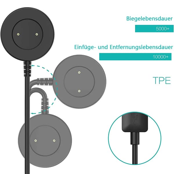 Trådløs magnetisk oplader til Huawei GT/GT 2/GT Active Smartwatch Erstatningsopladerkabelholder
