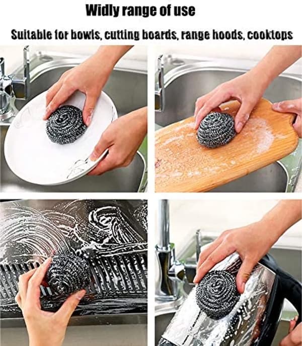 Skuresvampe i rustfrit stål, 20-pak Stainless Steel Scouring