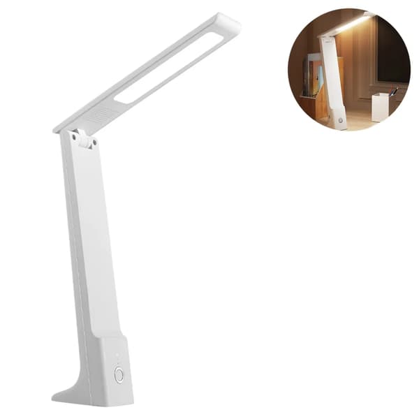 Genopladelig LED-bordlampe 3 tilstande Touch Sammenfoldelig Kompatibel med Hjemmekontor Studie Hvid
