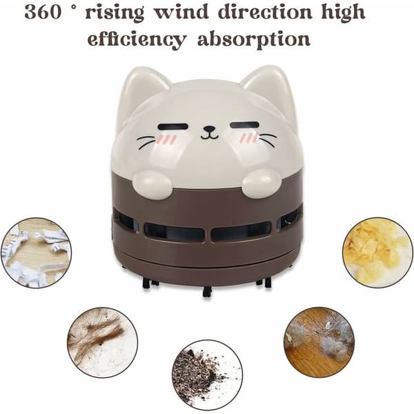 Mini USB Skrivbordsdammsugare Brun Kattdesign 1 st