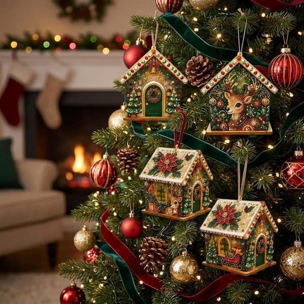 DIY 3D Diamantkunst Julehus Sæt Julepynt Håndværk til Voksne Pyrenk DIY 3D