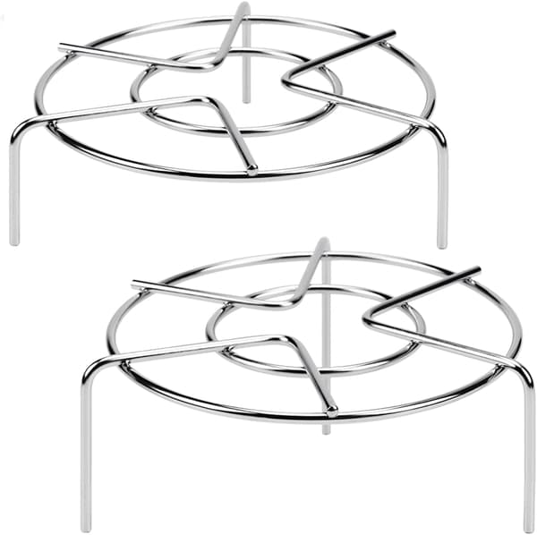 Sæt med 2 - Dampstativ i rustfrit stål til gryder og pander, velegnet til trykkogere (diameter 18 cm) zilver