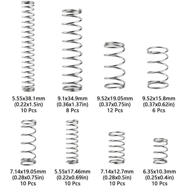 200 stk. Kompressions- og Forlængerfjeder-sortimentssæt, 20 Størrelser, Metalstål, Hardware, Klar Opbevaringsboks