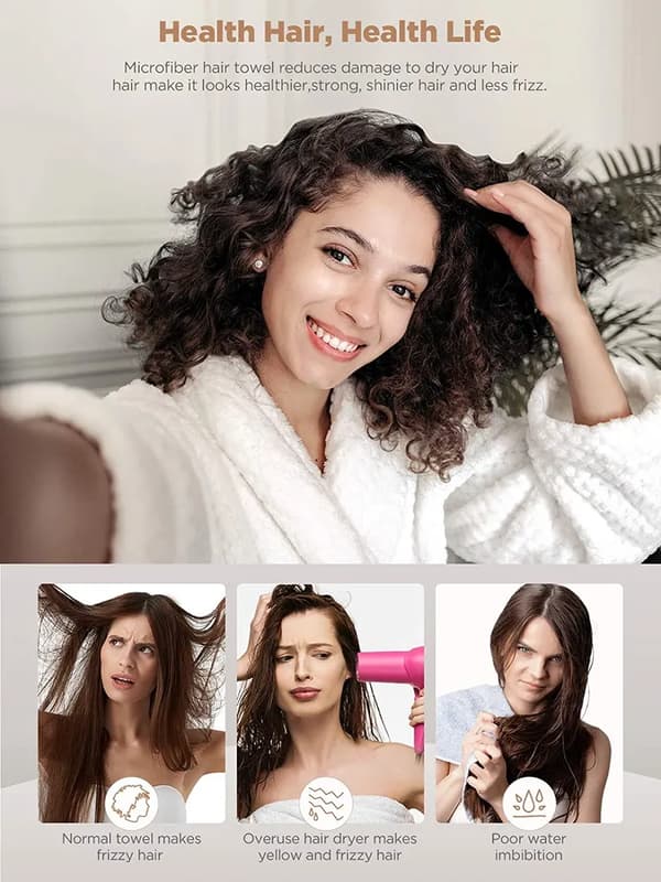 Hårtorkhandduk i mikrofiber 3-pack Microfiber Hair Drying