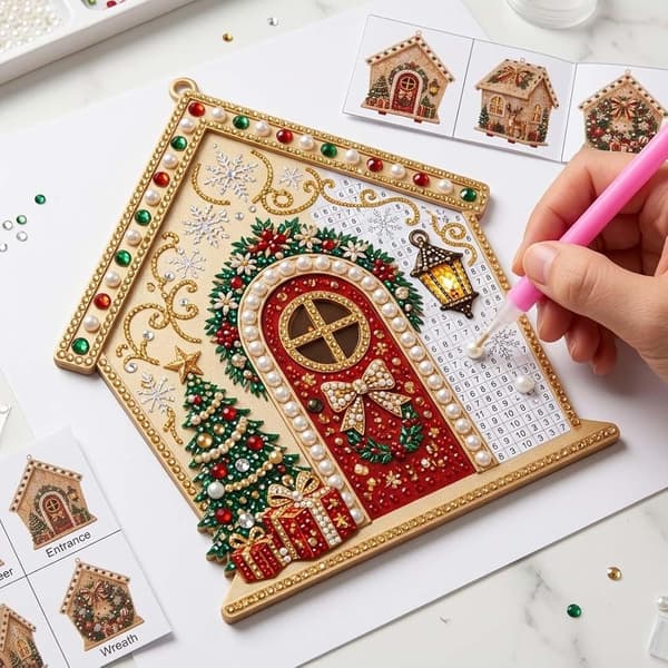 DIY 3D Diamantkunst Julehus Sæt Julepynt Håndværk til Voksne Pyrenk DIY 3D