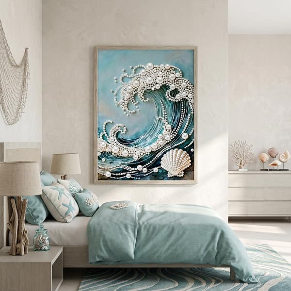 Wave Perle Diamond Art Sæt til Voksne 5D DIY Håndværk Vægdekoration 成人5D 钻石艺术珍珠绘画套件,DIY 波浪钻石艺术套件