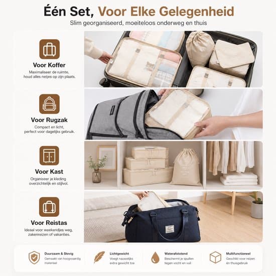 9-pack packkuber set bagageorganisatör resetillbehör BOTC Packing Cubes