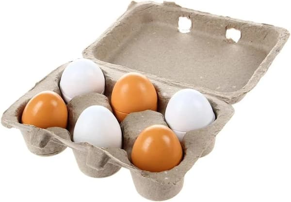Trälekägg 6 st ca 5 cm Leksaksmat för låtsaskök Ålder 3+