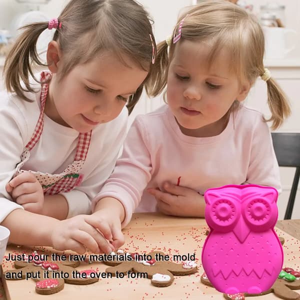 Ugle Silikone Kageform Pink Nonstick Bageform til Børnefødselsdagskage Budding Brød