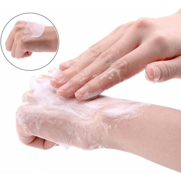 2-pack rosa engångstvålpappersark med resefodral bärbar handtvätt 2-pack