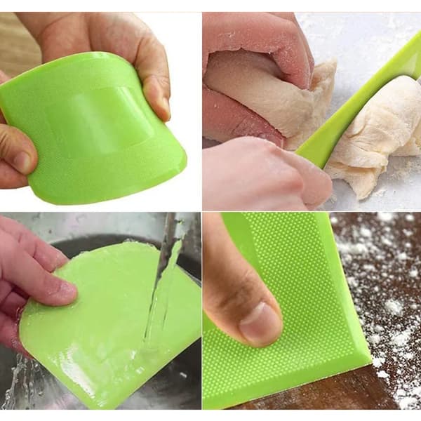 Deigskrape og -kutter, 2 deler, rustfritt stål, PE-skala, kake, brød, pizza, baking