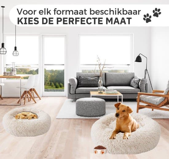 Donut Hunde Katte Seng Størrelse S 50cm Beige Vaskbar
