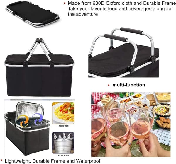 17,9-tommer sammenklappelig isoleret picnickurv 1 pcs