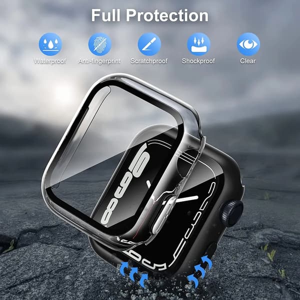 45 mm Smartwatch-etui 2-pak Indbygget Glas PC Hårdt Cover Sort Klar