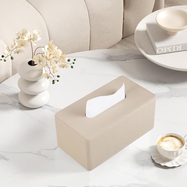 1 stk. læder tissueboks Beige 1 stuk -