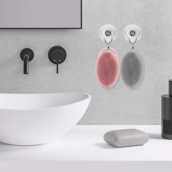 Silikone kropsskrubbere 2-pak, grå og pink, 2-i-1 bade- og shampoobørster til følsom hud 2 pcs