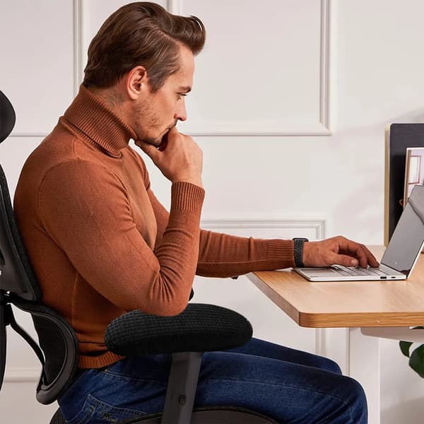 Kontorstol Armlænsovertræk Justerbare Ergonomiske Bløde Polyester Fleece Sorte 1 Par