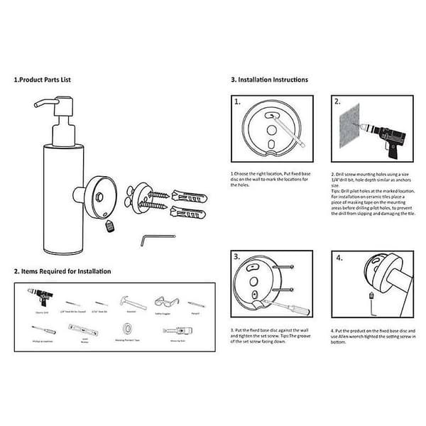 Sort rund vægmonteret sæbedispenser i rustfrit stål 200 ml cylinder tryk shampoo flaske 1 stk.