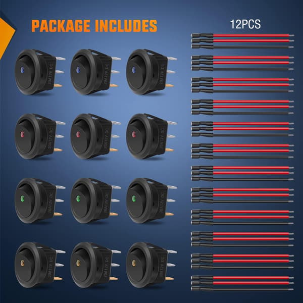 16 STK LED Vippebryter 12V 20A PÅ-Av Kontroll 16 pcs