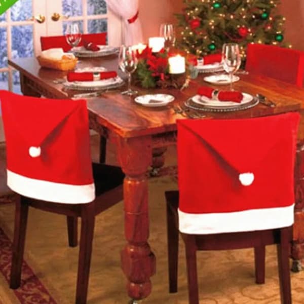 Julstolsöverdrag Röda Tomteluvor Stil 50x60cm 2-pack